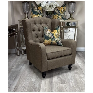 Accent Chair Brown Fabric